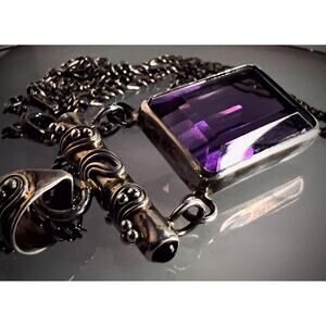 Lori Bonn Amethyst Pendant Necklace | Sterling Silver 925 | Large  Gemstone |